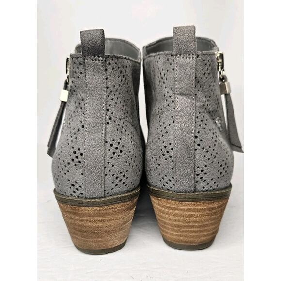 DR. SCHOLL'S Women's Dark Shadow Grey Brianna Perforated Block-Heel Booties SZ 8 - Picture 2 of 10